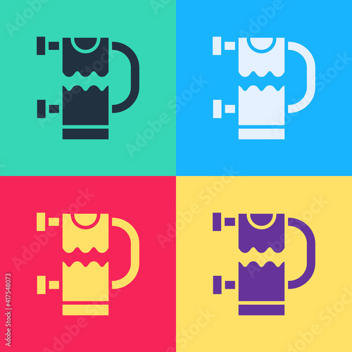 Pop art Heated towel rail icon isolated on color background. Vector.