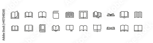 Premium pack of book line icons.