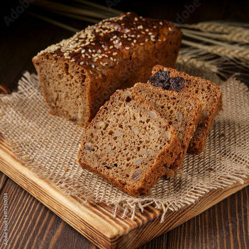 Bread on a black background
