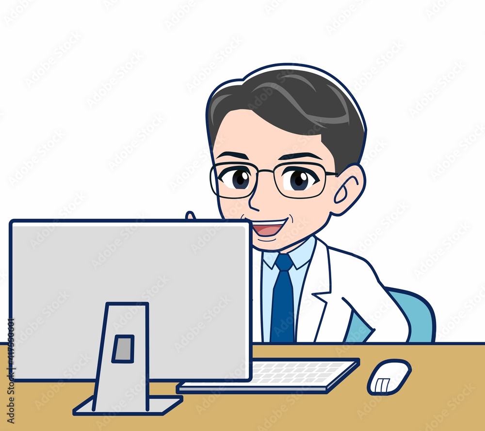 白衣を着た研究員の男性 白衣を着た研究員の男性