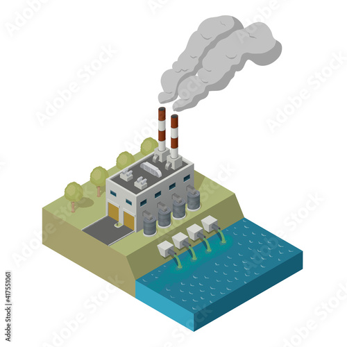 Water pollution by factories. Environmental problems