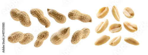 A set of peanuts. Isolated on a white background photo
