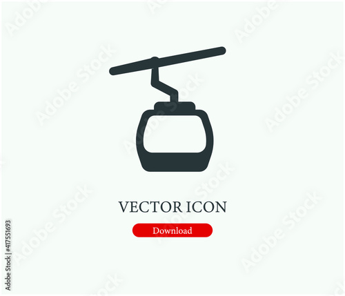 Cable car vector icon. Editable stroke. Symbol in Line Art Style for Design, Presentation, Website or Apps Elements, Logo. Pixel vector graphics - Vector