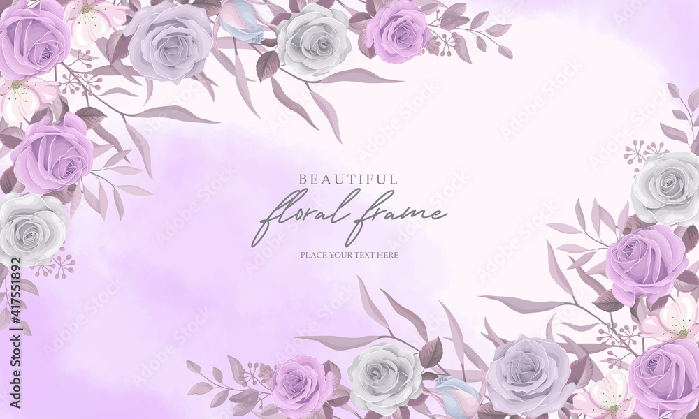 Soft color rose flower frame with editable text