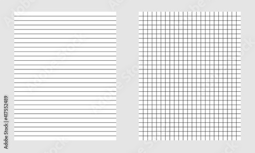 Collection of various white papers for your text. Blank pages of a notebook