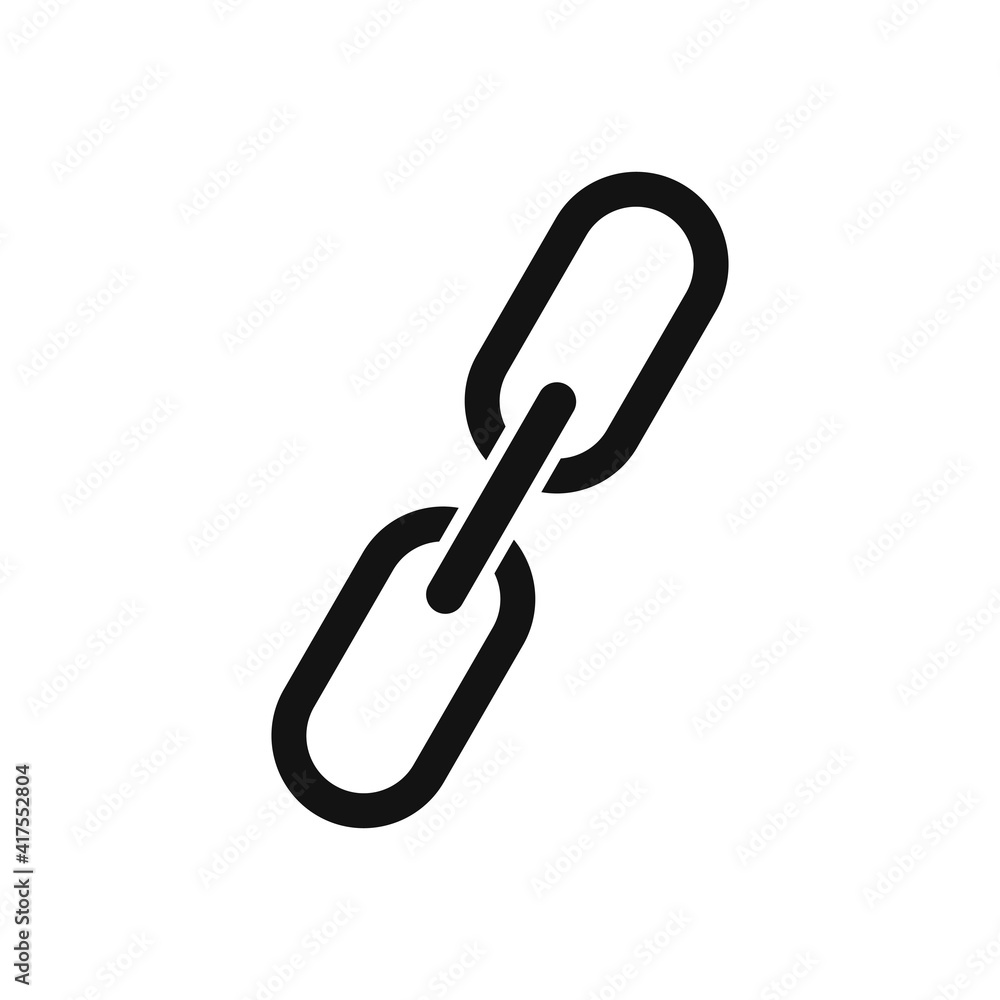 Black Chain Icon in flat style isolated on white background.