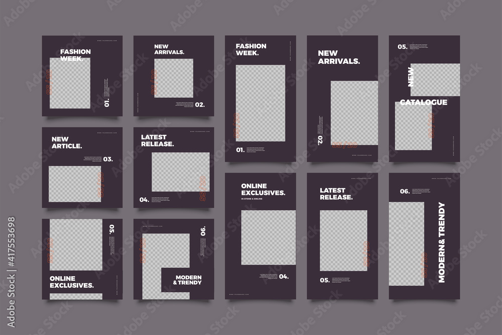 Minimalist social media post and story template. Suitable for social media post and story and web mobile ads. Vector with photo collage Minimalist social media post and story template. Suitable for social media post and story and web mobile ads. Vector with photo collage