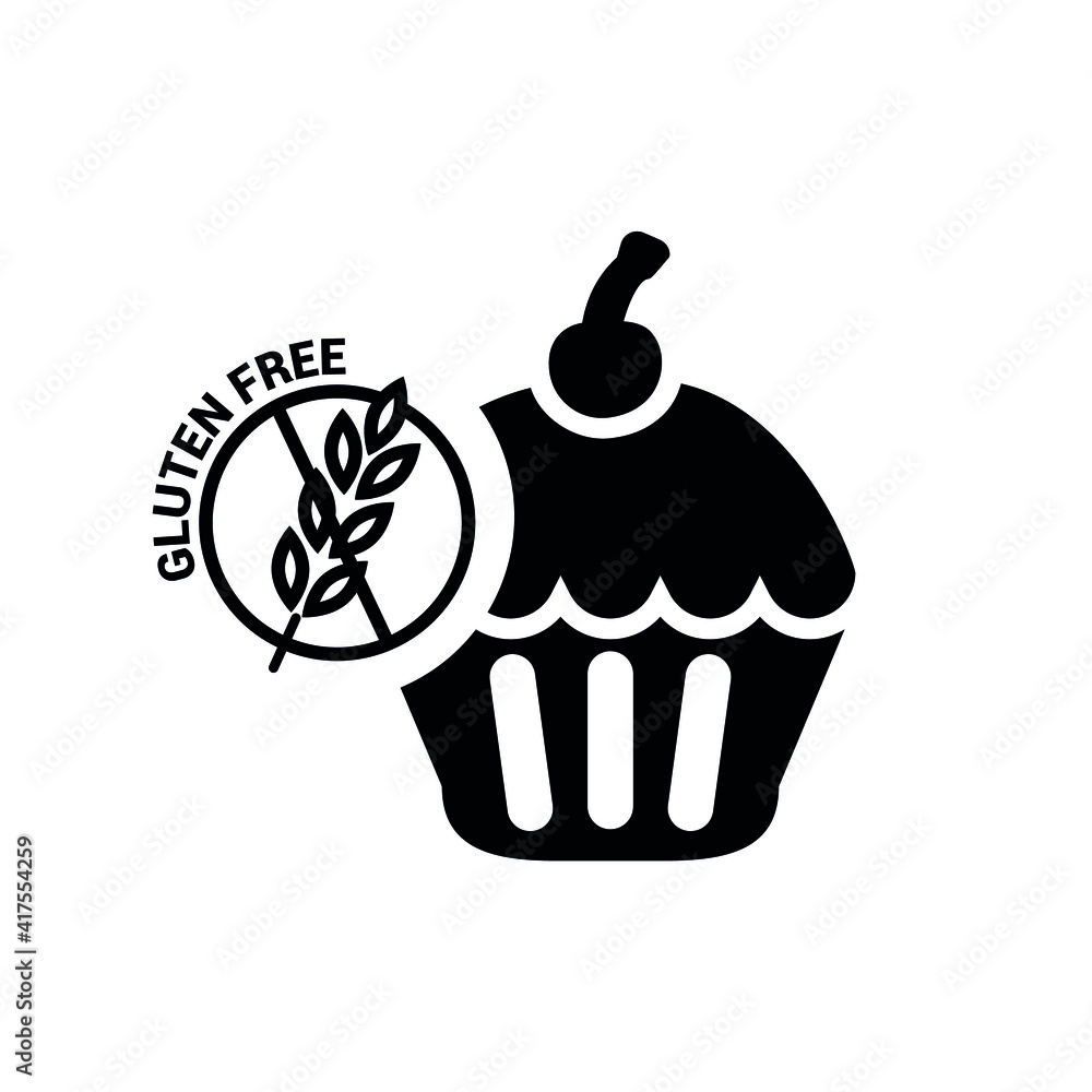Vector image. Gluten free cupcake icon. Vector image. Gluten free cupcake icon.