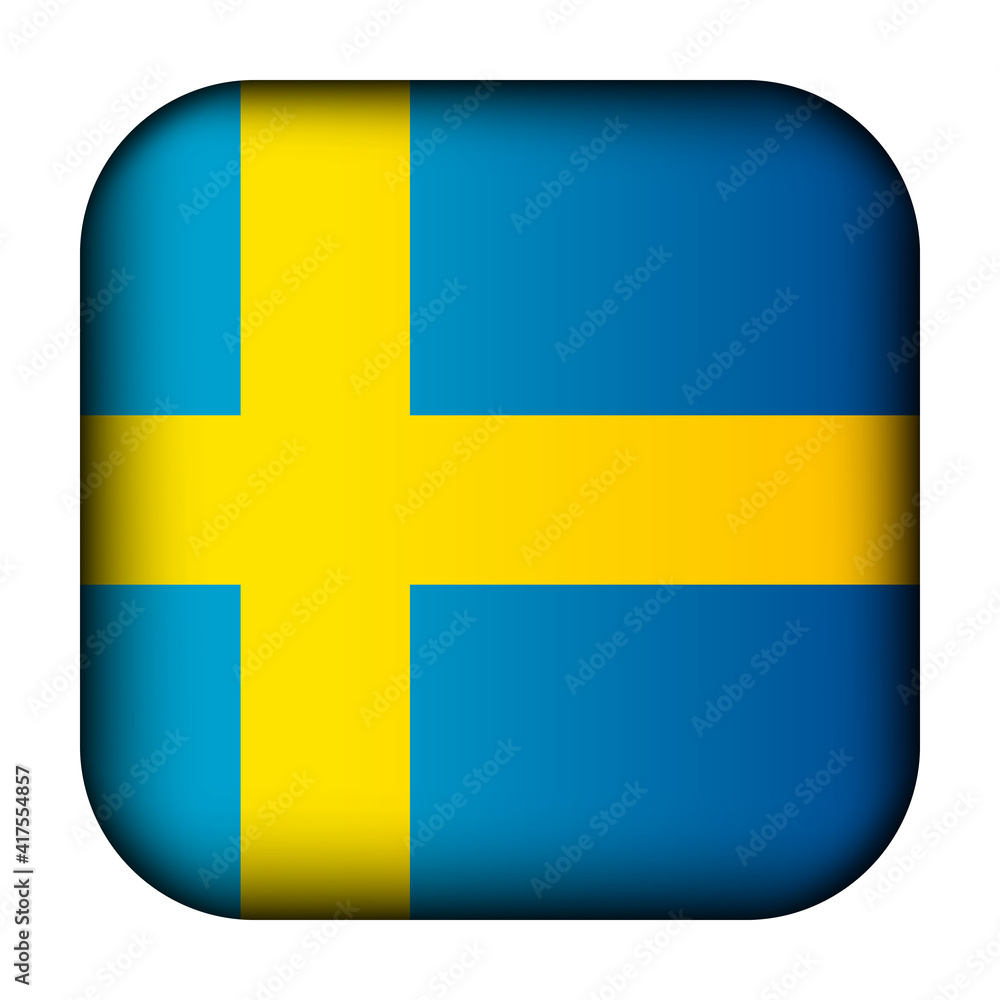 Glass light ball with flag of Sweden. Squared template icon. Swedish national symbol. Glossy realistic cube, 3D abstract vector illustration highlighted. Big quadrate, foursquare Glass light ball with flag of Sweden. Squared template icon. Swedish national symbol. Glossy realistic cube, 3D abstract vector illustration highlighted. Big quadrate, foursquare