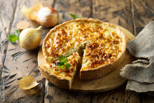Obraz na płótnie Traditional homemade onion pie or quiche