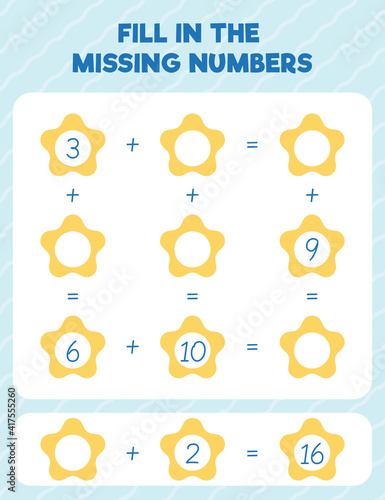 Fill in the missing numbers. Printable maths worksheet practice page. Count and write.