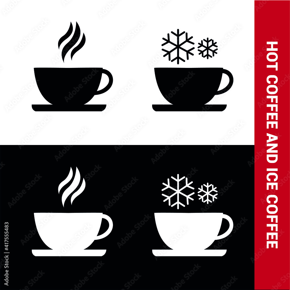 Obraz premium Vector image. Hot and cold coffee icons.