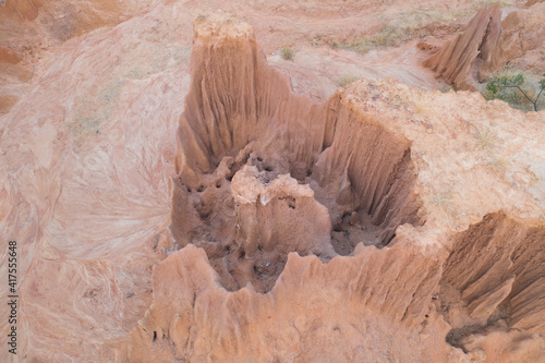 Aerial view of Lalu, Srakaew, Thailand. Dry rock reef. Nature landscape background. Grand Canyon of Thailand. photo