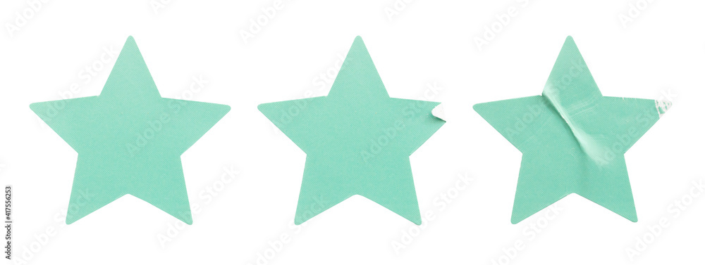 blue star shape sticker label set isolated on white background blue star shape sticker label set isolated on white background
