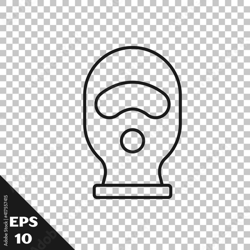 Black line Balaclava icon isolated on transparent background. A piece of clothing for winter sports or a mask for a criminal or a thief. Vector.
