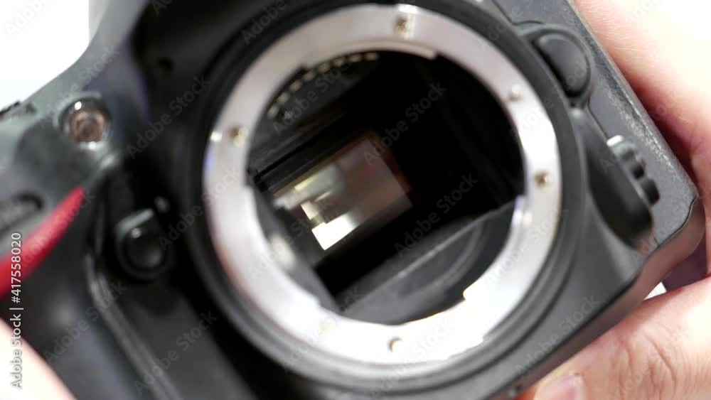Close up DSLR camera mirror shutter with 4k resolution Close up DSLR camera mirror shutter with 4k resolution