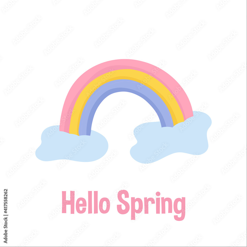 Spring hand drawn elements - rainbow with cloud Spring hand drawn elements - rainbow with cloud