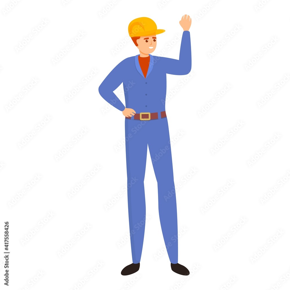 Young builder icon. Cartoon of young builder vector icon for web design isolated on white background Young builder icon. Cartoon of young builder vector icon for web design isolated on white background