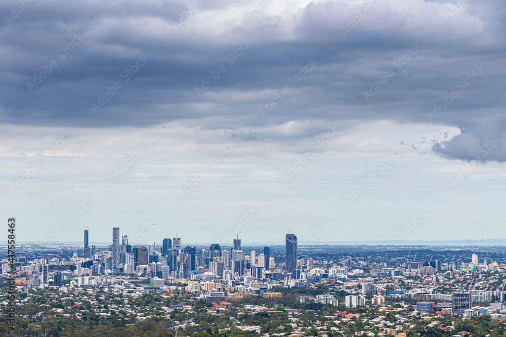 Brisbane from Mount Coot-Tha under heavy cloud cover Brisbane from Mount Coot-Tha under heavy cloud cover