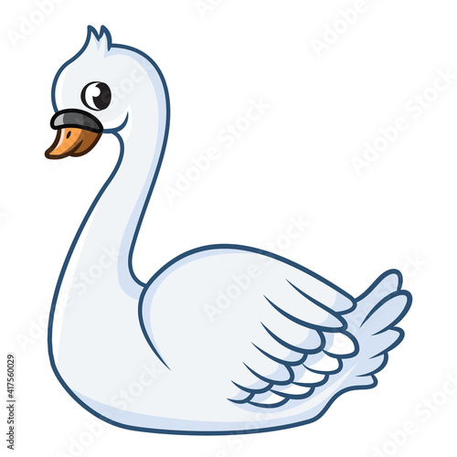 Cartoon Beauty Swan Light Blue Color