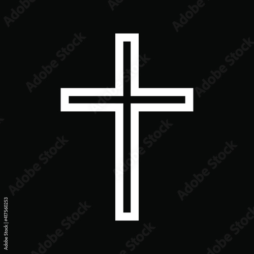 Cross vector shape symbol. Christianity sign with. Christian religion icon. Catholic and protestant faith logo or image. Silhouette isolated on background.