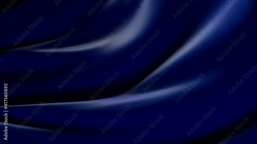 Obraz premium 3d illustration of a blue developing silk fabric. Elegant and luxurious fashionable dynamic style.