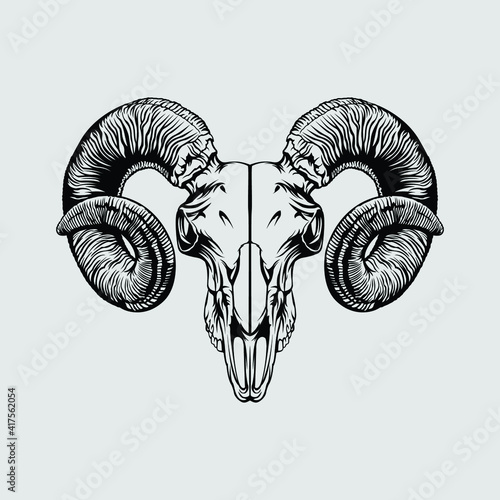 illustration of a goat skull head