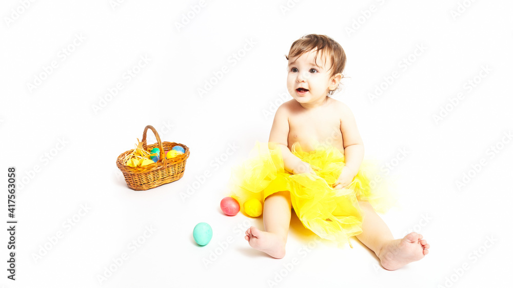 Girl with painted eggs Girl with painted eggs