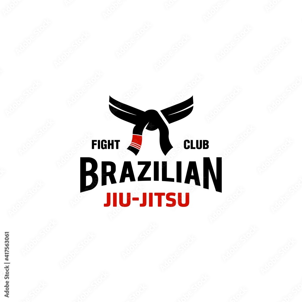 Vettoriale Stock Brazilian jiu jitsu black and red belt logo icon ...