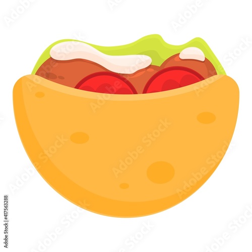 Falafel in pita icon. Cartoon of falafel in pita vector icon for web design isolated on white background