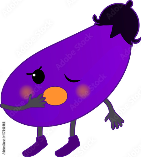 あくびをするなすびの可愛いキャラクター