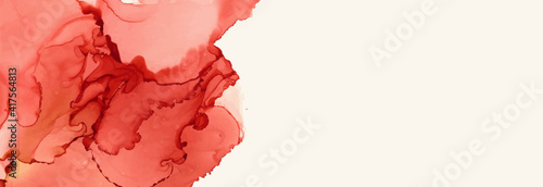Alcohol ink vector texture banner. Fluid ink abstract background.