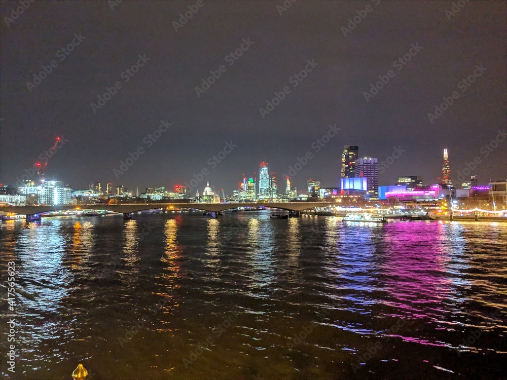 London Thames river at night
