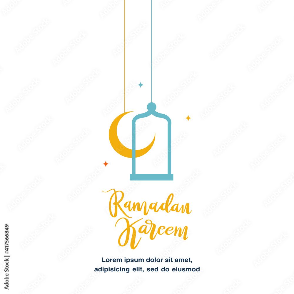 Cute Ramadan Kareem greeting flat illustration Cute Ramadan Kareem greeting flat illustration