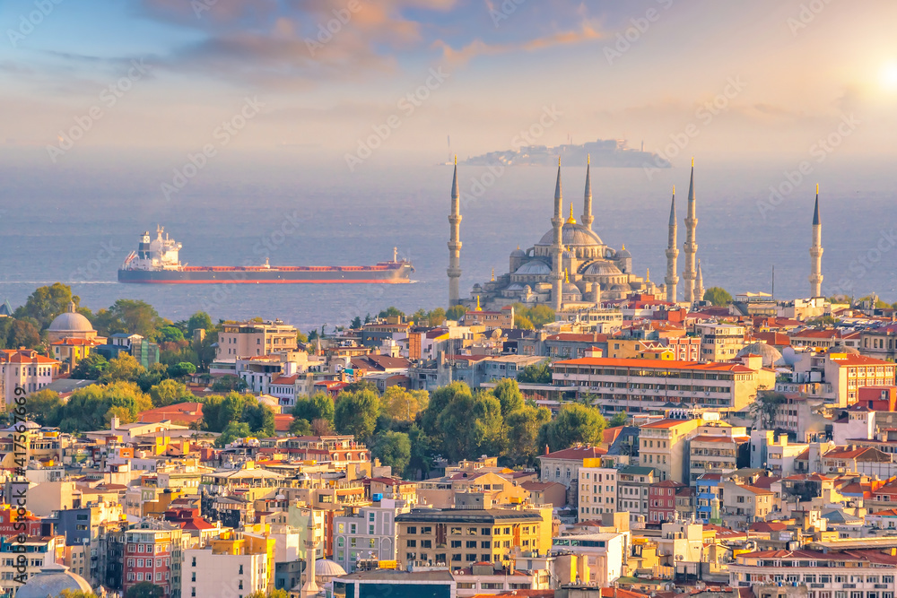 Downtown Istanbul cityscape in Turkey