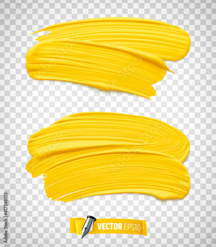 Traces de peinture jaune vectorielles sur fond transparent