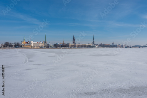 Frozen River next to Riga, Latvia in mid Winter