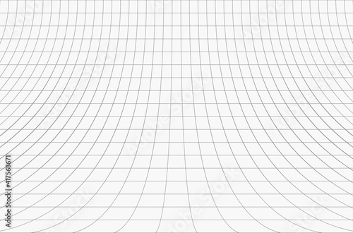 Curved perspective  grid. Curved black lines on a white background.