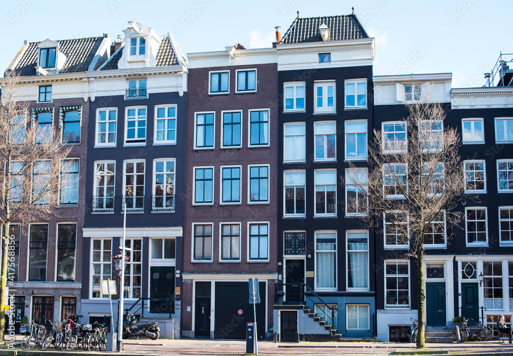 beautiful colorful old houses of Amsterdam
