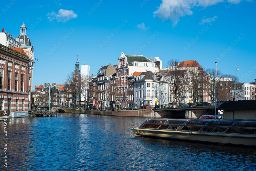 beautiful canals and ancient houses of Amsterdam 
