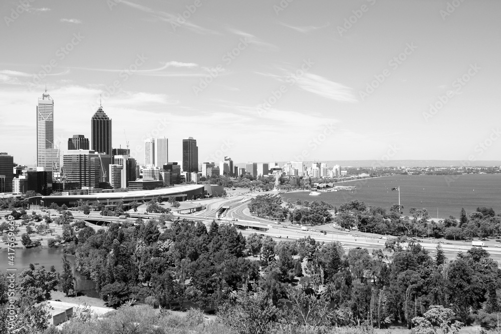 Perth city. Black and white Australia. Perth city. Black and white Australia.