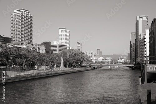 Osaka city. Japan black and white.