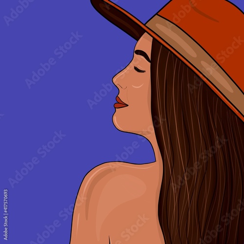 woman, beauty, face, beautiful, portrait, hair, fashion, young, hat, model, black, glamour, illustration, vector, lady, person, red, profile, people, lips, head, human, long, art, elegance