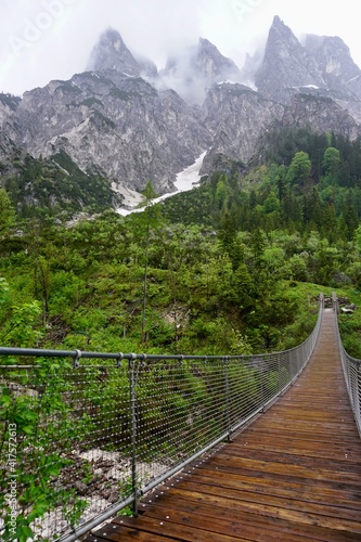 Wooden bridge in the Bavarian Alps in Berchtesgaden