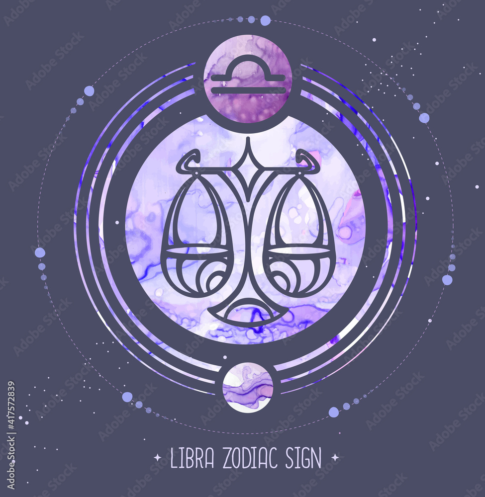 Modern Magic Witchcraft Card With Astrology Libra Zodiac Sign