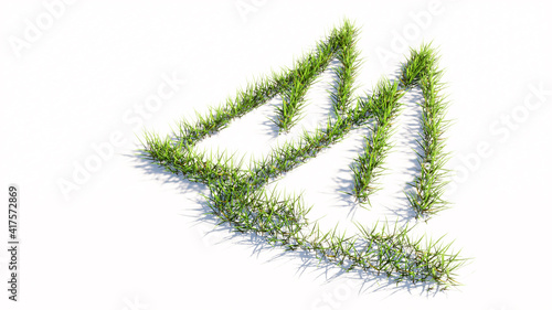 Concept or conceptual green summer lawn grass isolated on white background  sign of two yachts. A 3d illustration metaphor for nautical sport  competition  travel  adventure  recreation and lifestyle