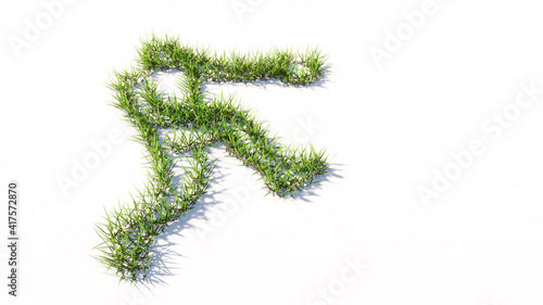 Concept or conceptual green summer lawn grass isolated on white background, sign of a basketball player.  A 3d illustration metaphor for sport, competition, training, relaxation, family and fun