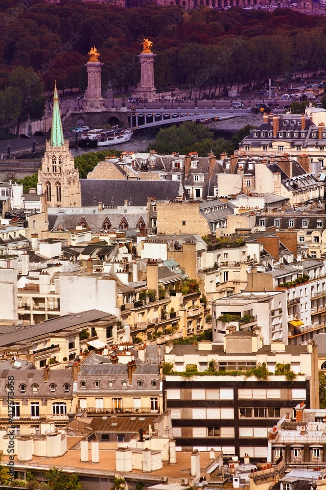 Obraz premium Paris aerial view. French city.