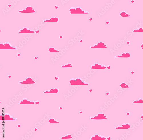 Cartoon Manga Style Cloud Walpaper Seamless Pattern for Kids Global Colors used. photo