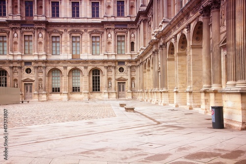 Paris - Louvre. France landmarks - Paris city, France. Filtered color style.